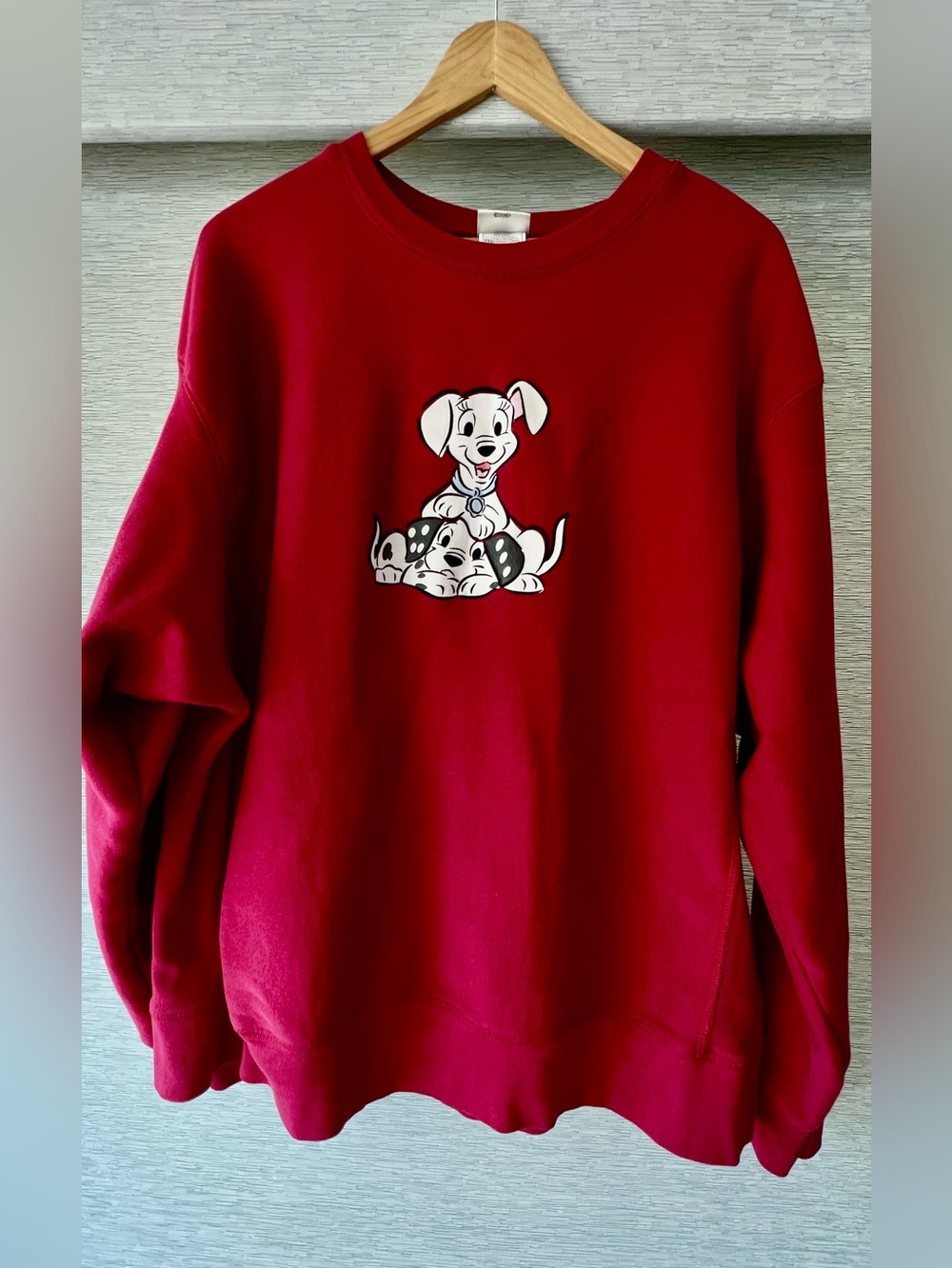 Disney Red Fleece Sweatshirt with 102 Dalmatian Pup’s From The Disney Store